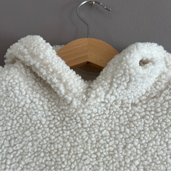 FRYE Hooded Sherpa Fleece Toddlers Fluffy Pullover Ivory Hoodie 12 Months - Picture 5 of 8